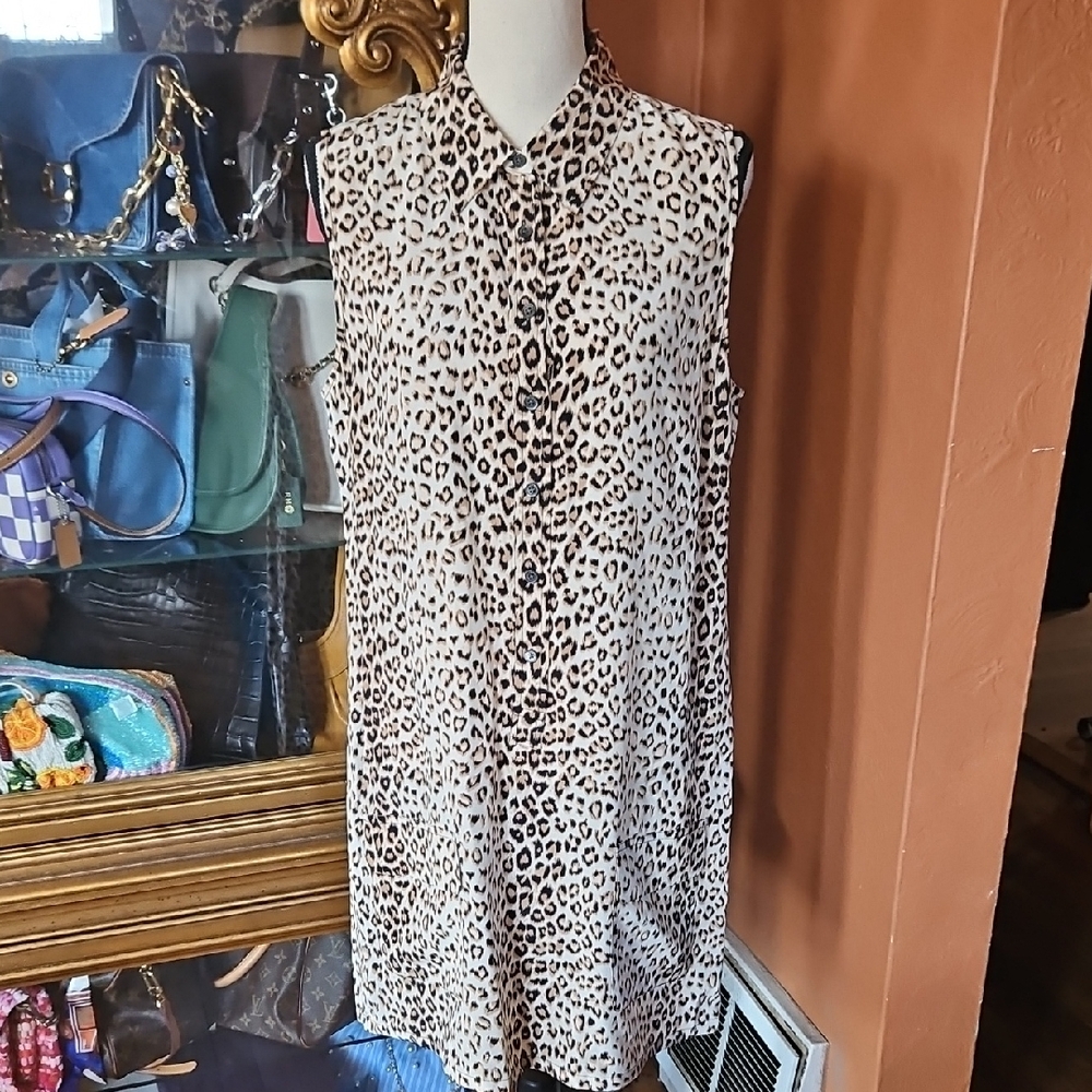 Equipment Sleeveless Silk Dress in Animal Print